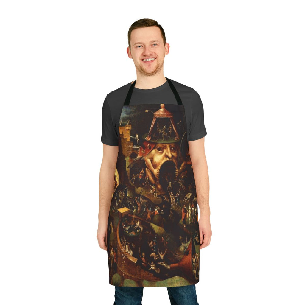 Apron featuring the painting "Christ in Limbo" by the renowned Renaissance artist Hieronymus Bosch.
