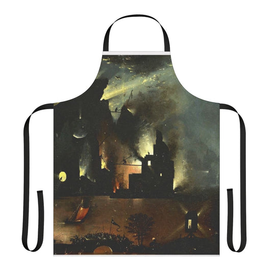 Hieronymus Bosch inspired Hell themed apron featuring imagery from the Garden of Earthly Delights
