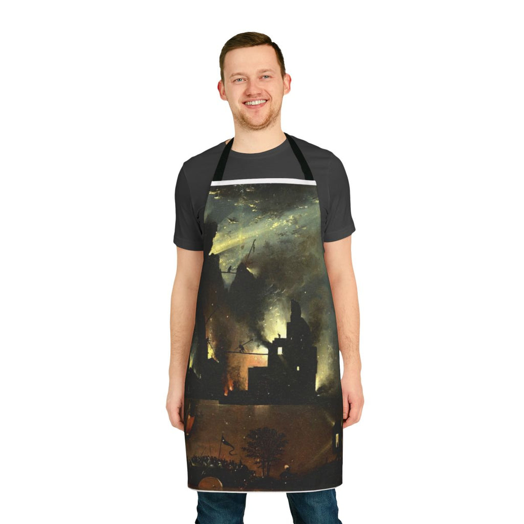 Hieronymus Bosch inspired Hell themed apron featuring imagery from the Garden of Earthly Delights