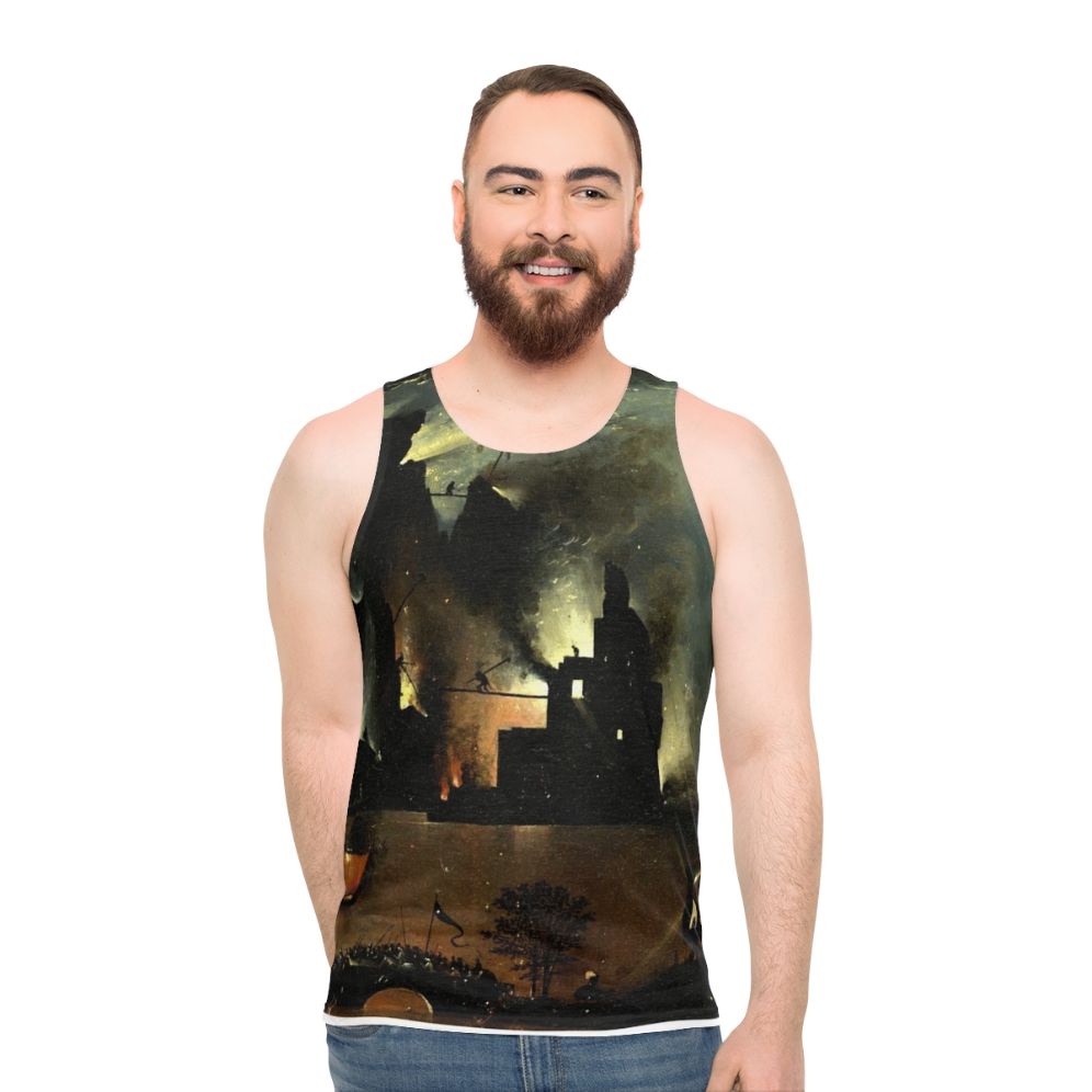 Hieronymus Bosch inspired unisex tank top with hellish imagery