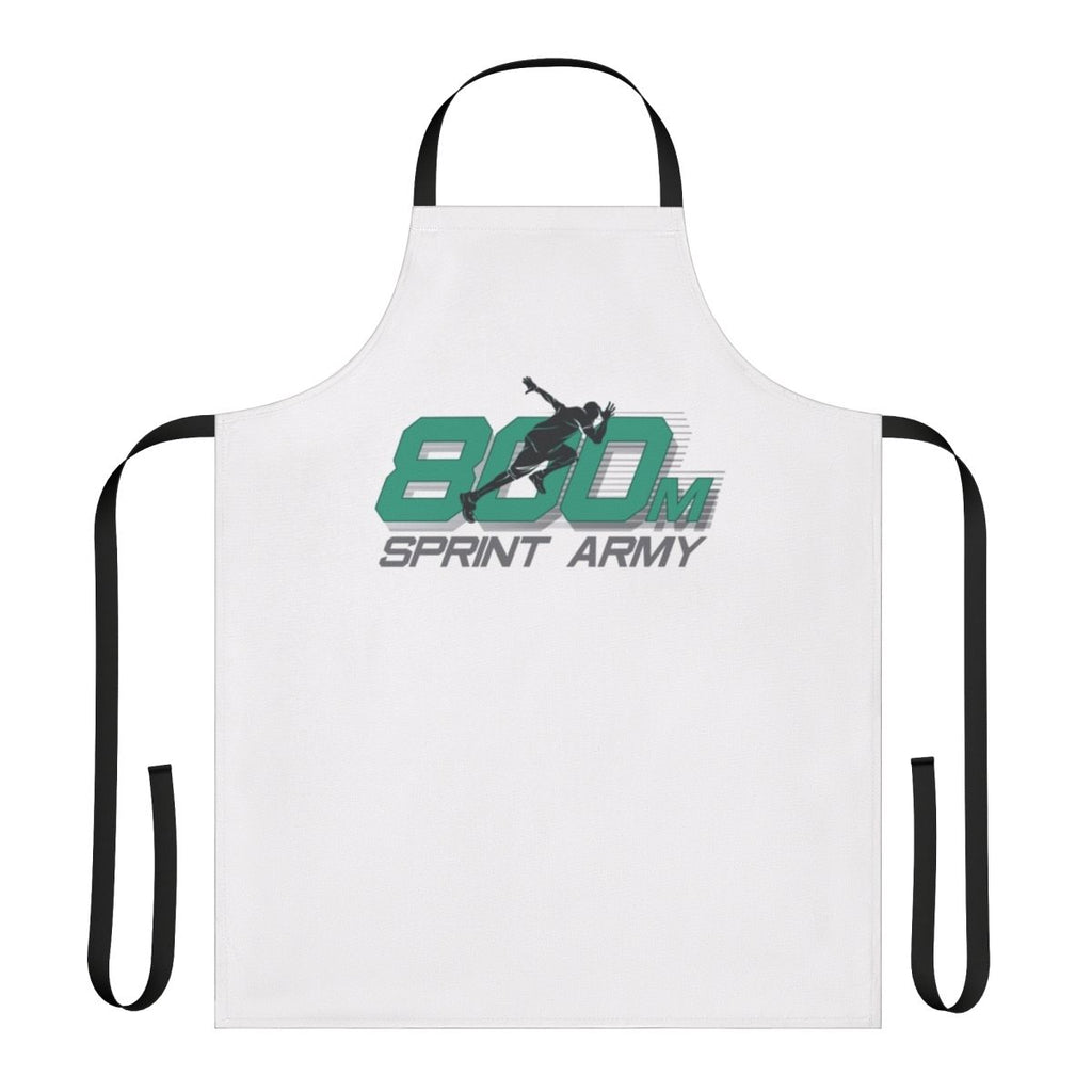 Athlete wearing 800m sprint apron on a track and field course