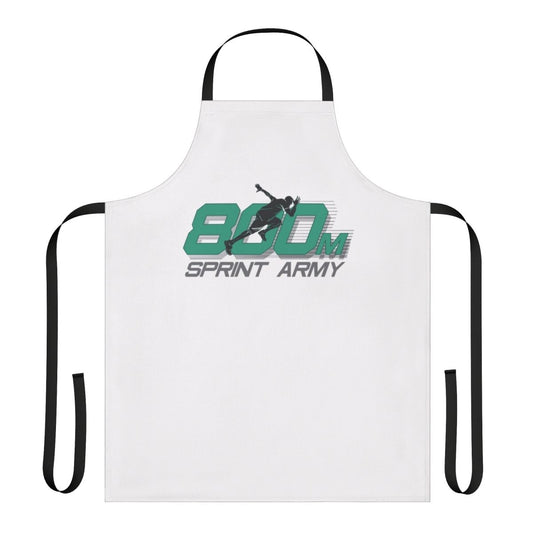 Athlete wearing 800m sprint apron on a track and field course