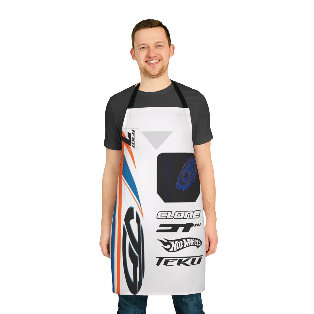 High-performance, racing-themed apron with automotive-inspired design
