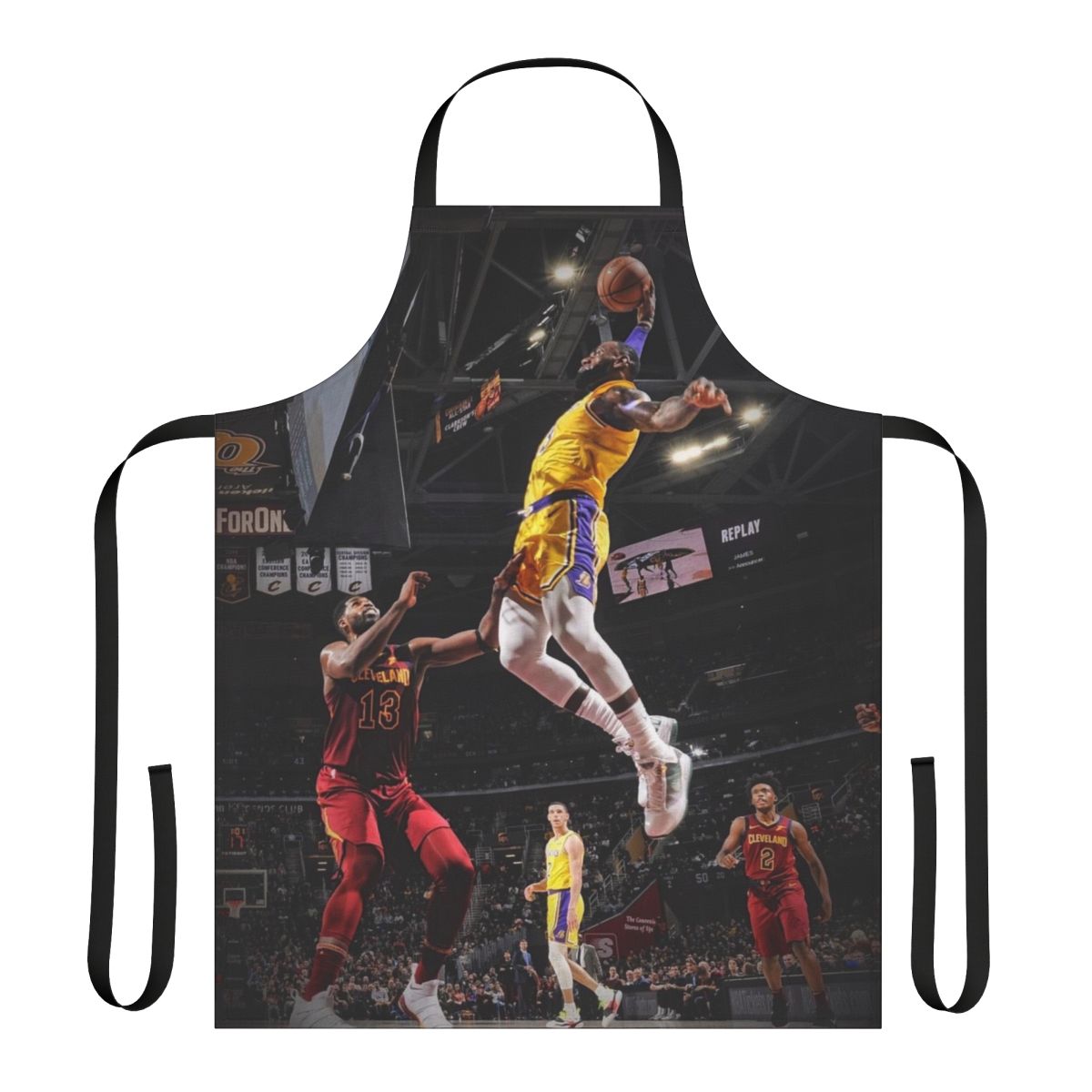 Basketball-themed apron with a dunk design