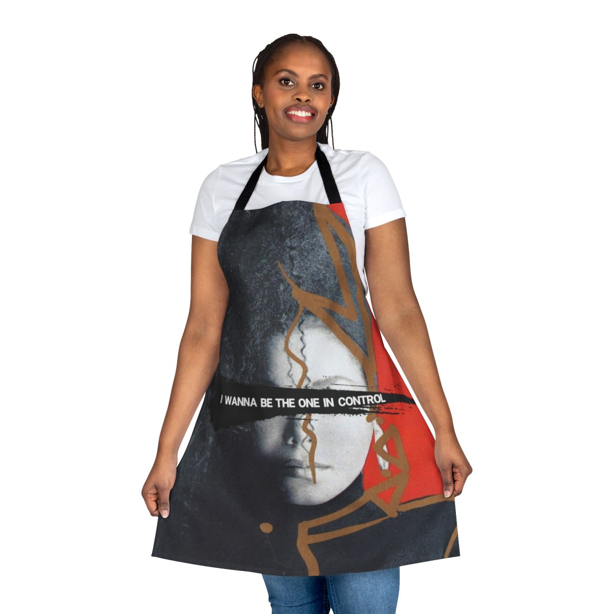 Model wearing a stylish and practical control apron