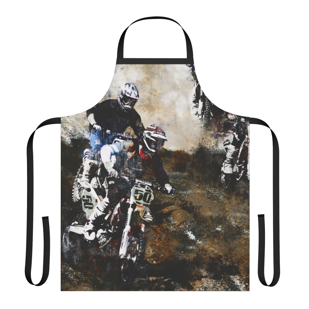 Motocross dirt bike racing apron with motorcycle rider graphics