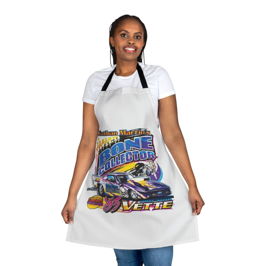 A durable, stylish apron featuring a custom design for Nathan Martin fans and motorsports enthusiasts.