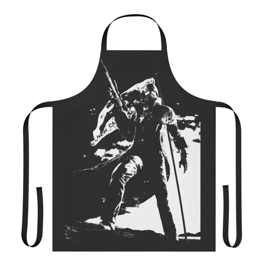 Black and white apron featuring a high-quality NCR ranger flag design from the Fallout video game series.