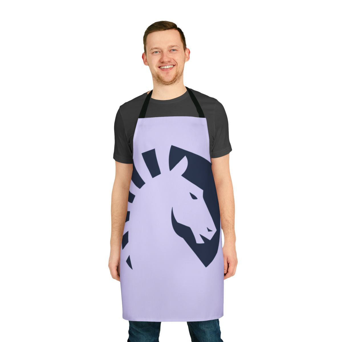 A stylish and durable apron featuring the Team Liquid logo and colors, perfect for esports enthusiasts in the kitchen.