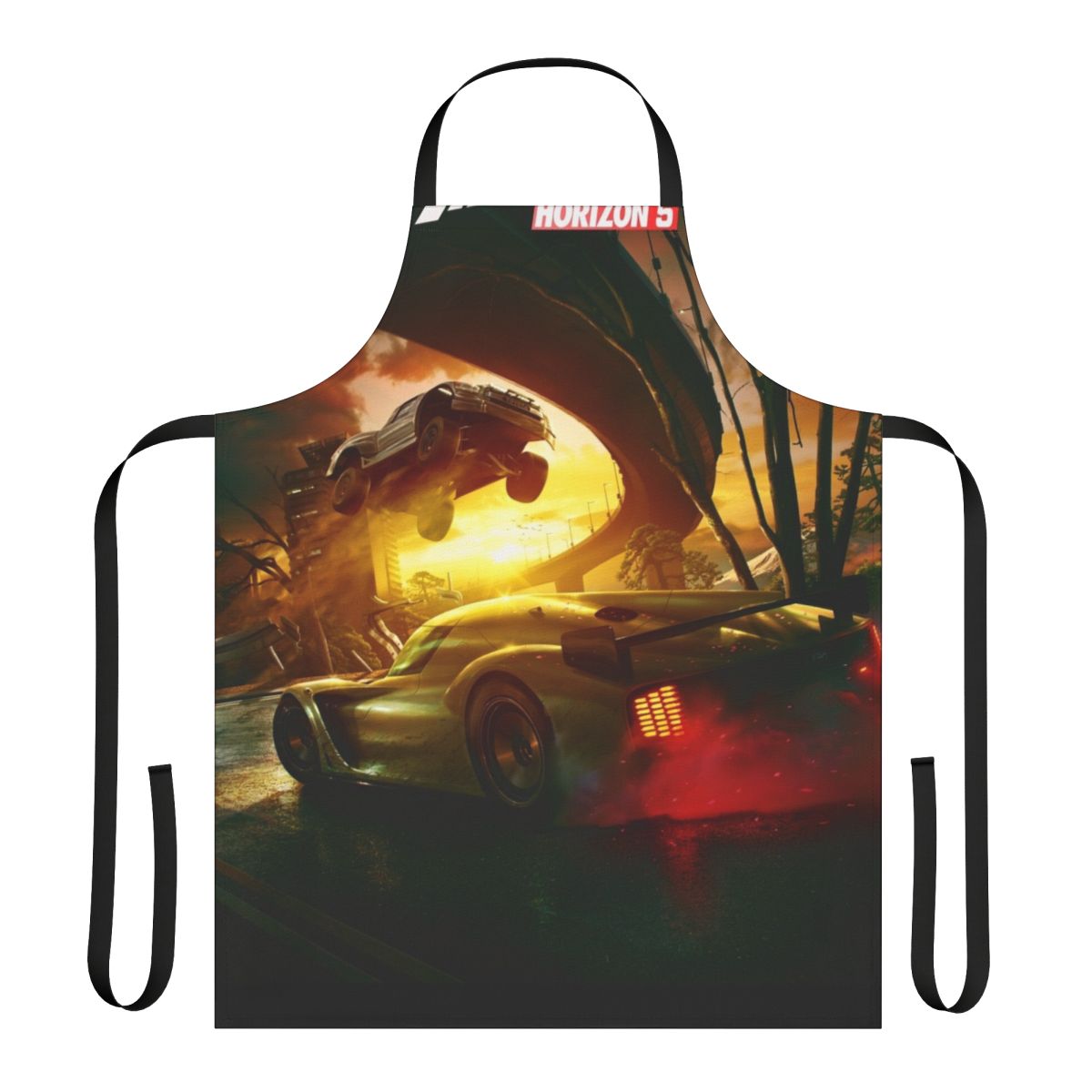 A stylish apron inspired by the popular racing game Forza Horizon 5.