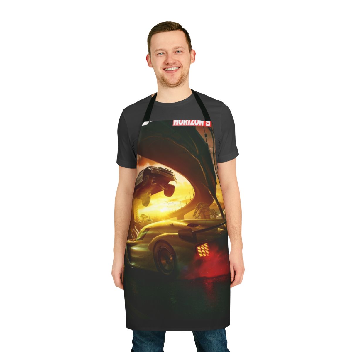 A stylish apron inspired by the popular racing game Forza Horizon 5.