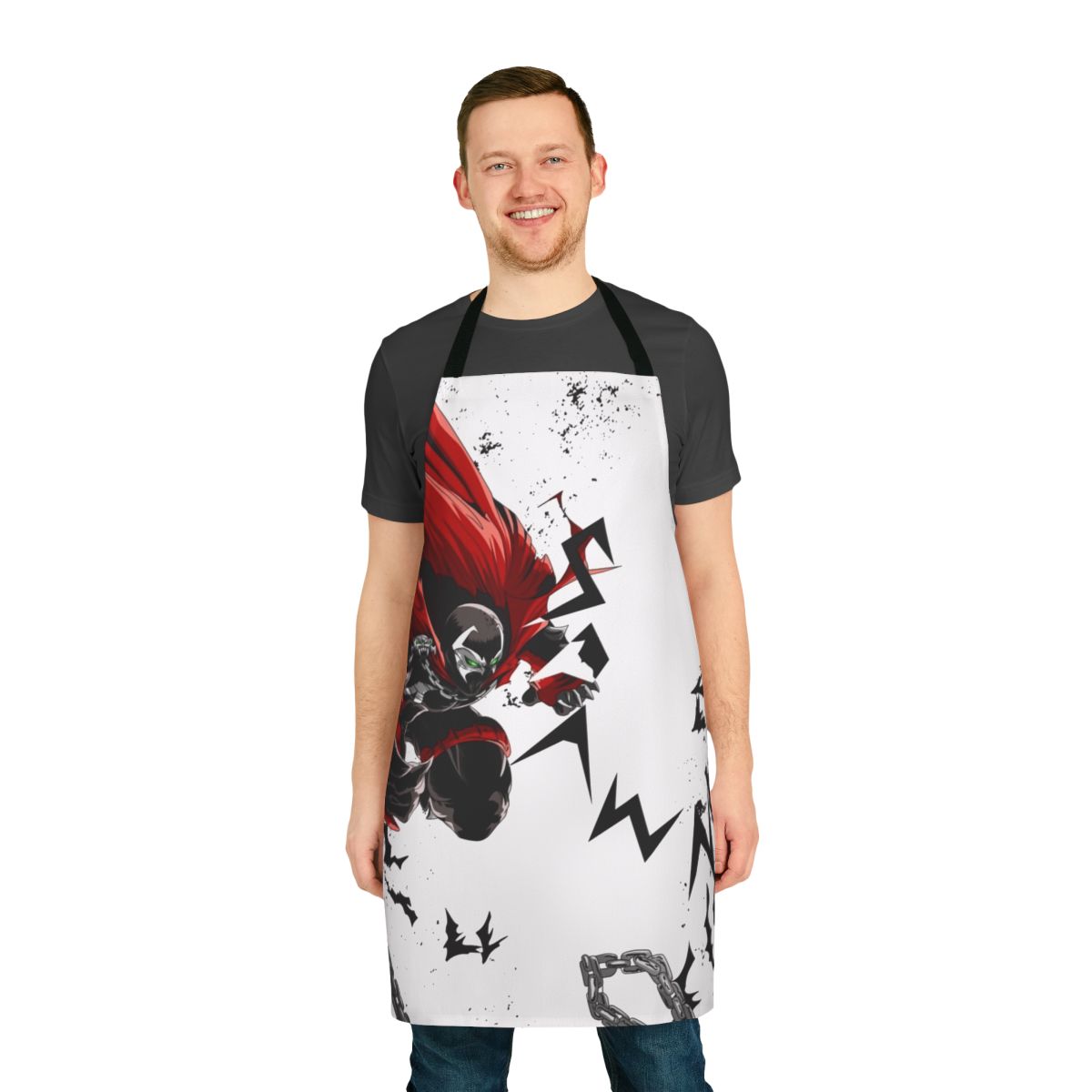 White apron with Spawn comic book character design