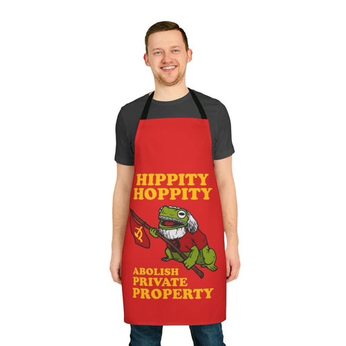 "Abolish Private Property Apron with Funny Frog Meme Design"