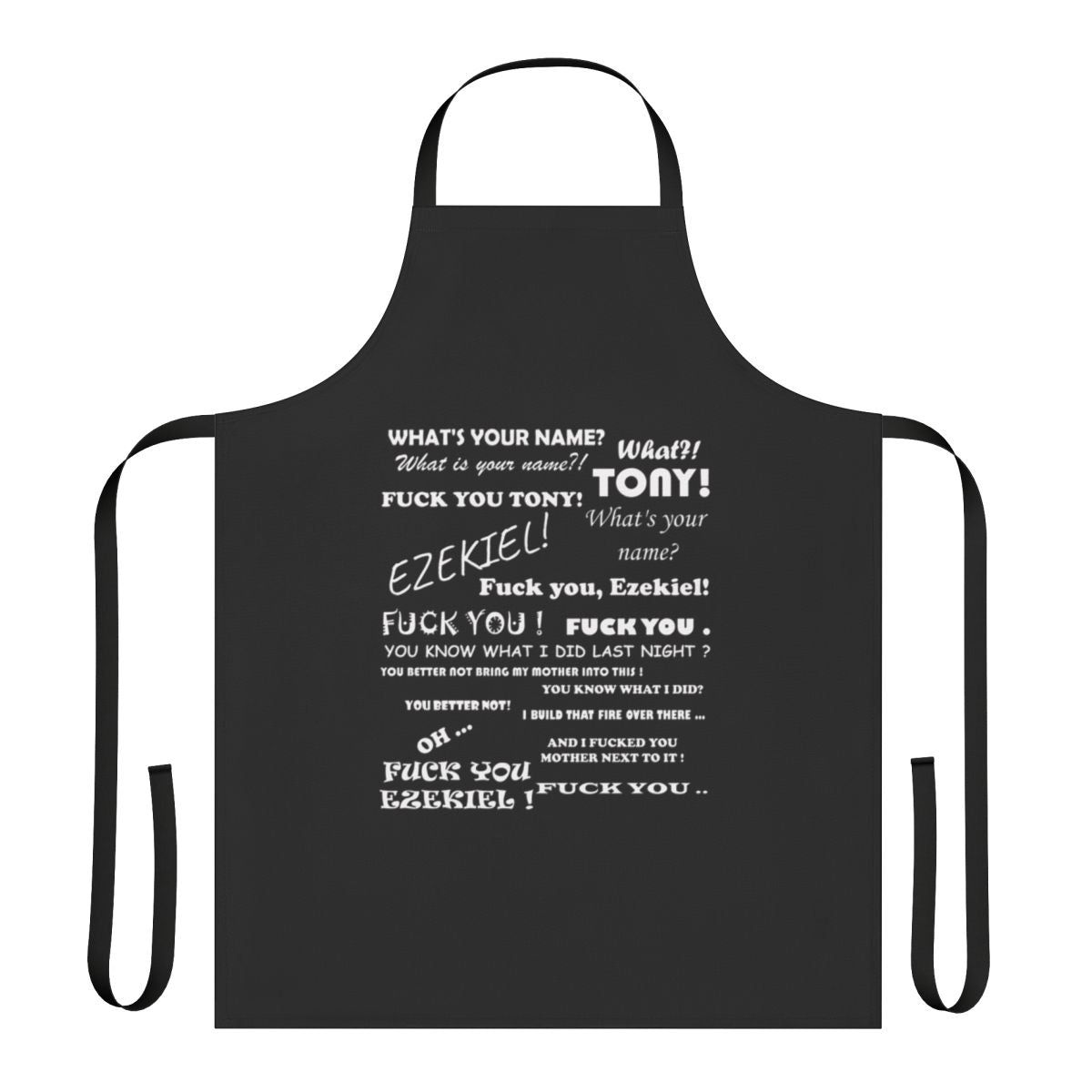Apron featuring the iconic "What's Your Name?" viral video meme