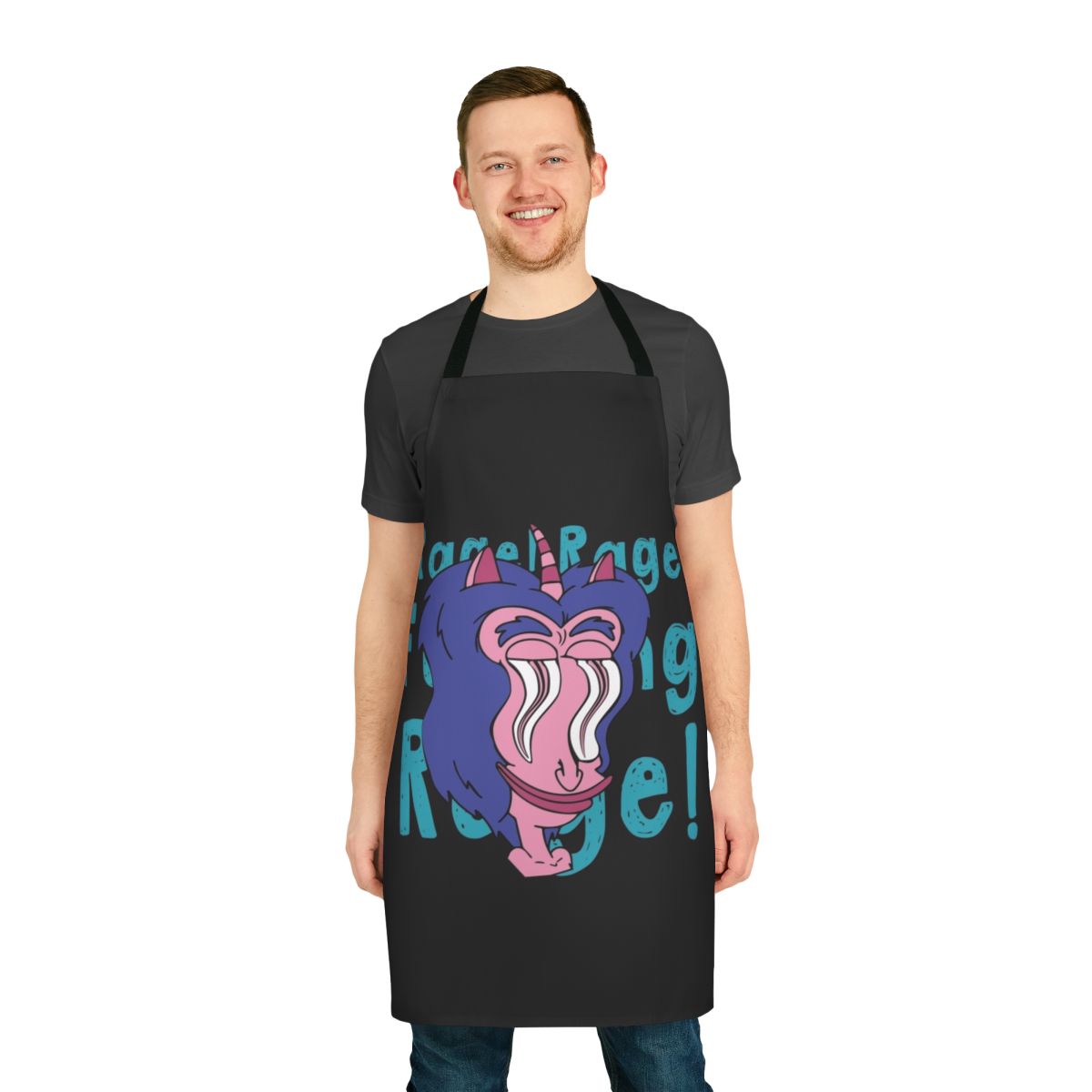 A kitchen apron inspired by the popular Netflix animated comedy series Big Mouth, featuring the beloved Hormone Monster character.