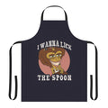 Big Mouth themed apron with "I Wanna Lick the Spoon" text