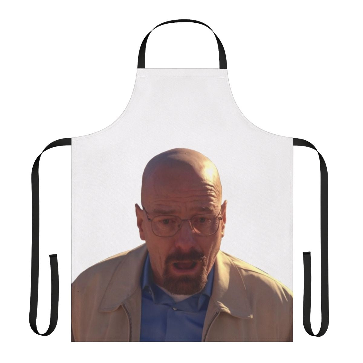 Breaking Bad themed apron featuring Walter White, Jesse Pinkman, Gus Fring, and Hank Schrader