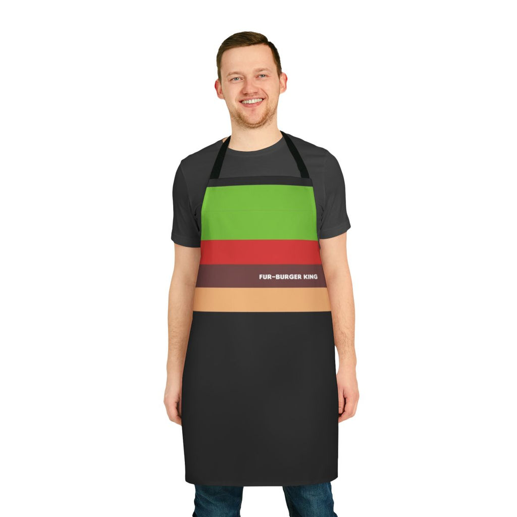 Humorous burger-themed apron with a furry, rude design