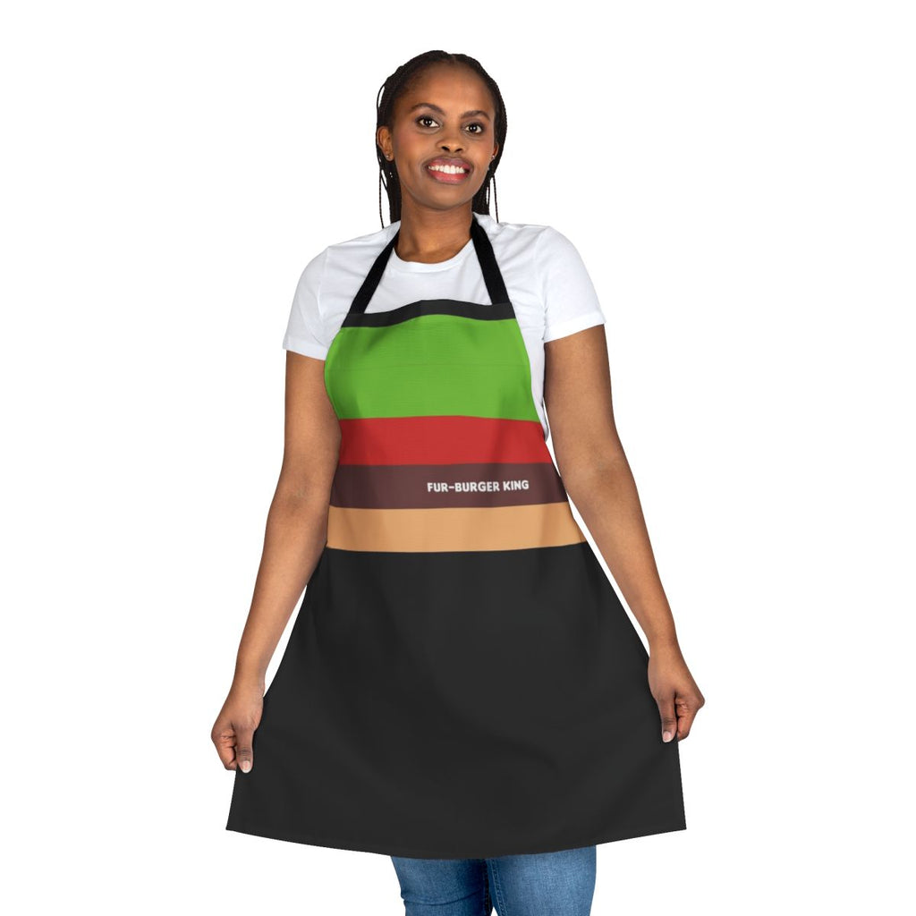 Humorous burger-themed apron with a furry, rude design