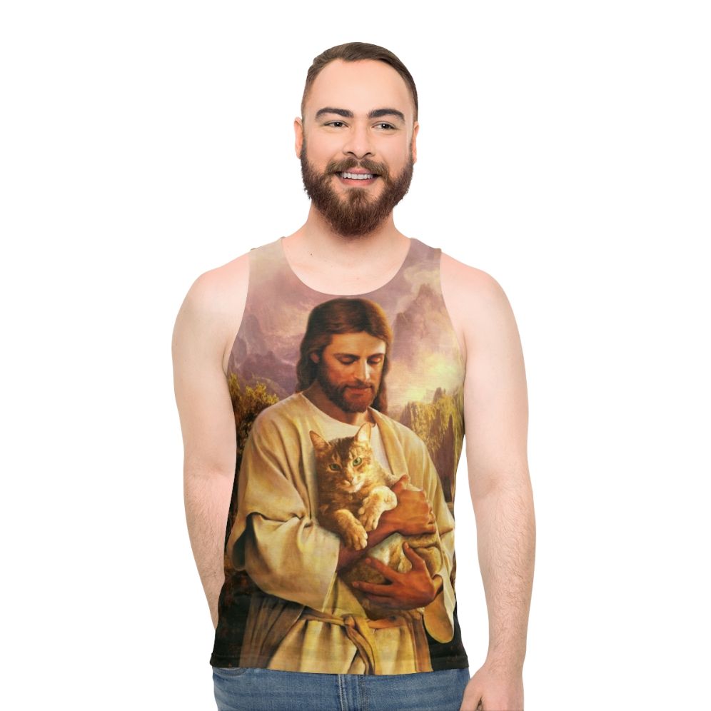 Hilarious Christian Cat Unisex Tank Top