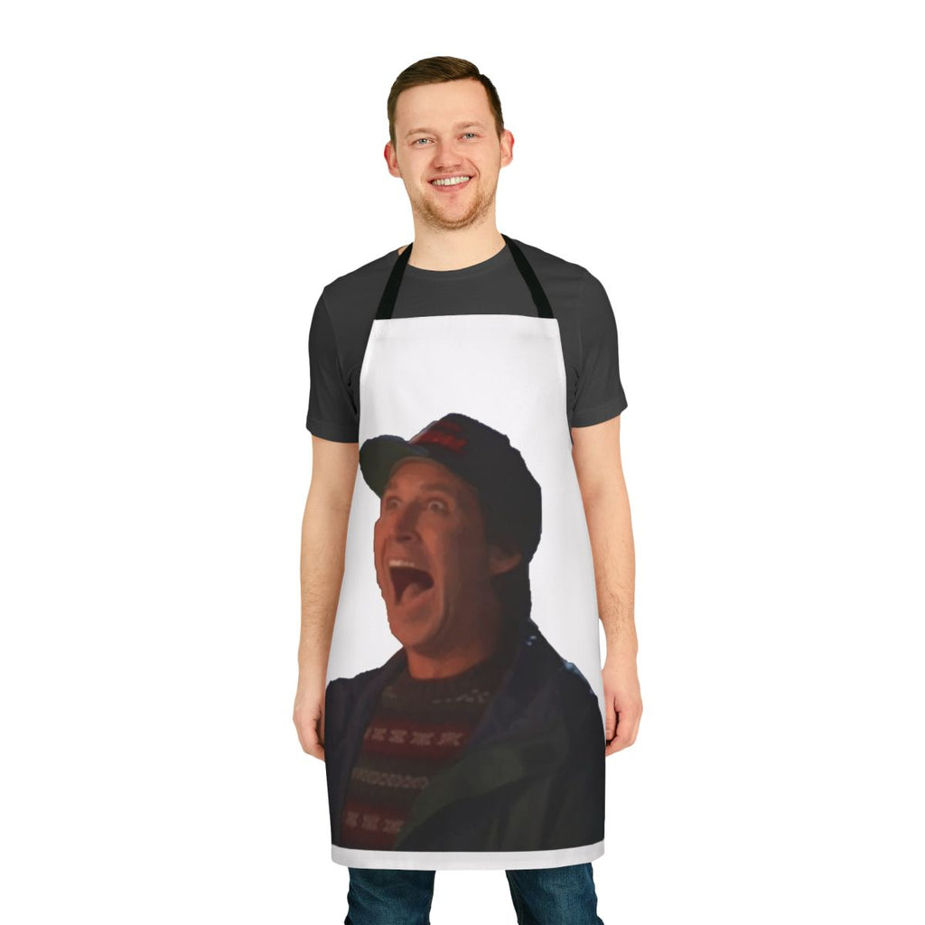 Comical Clark Griswold-themed apron with Christmas Vacation design