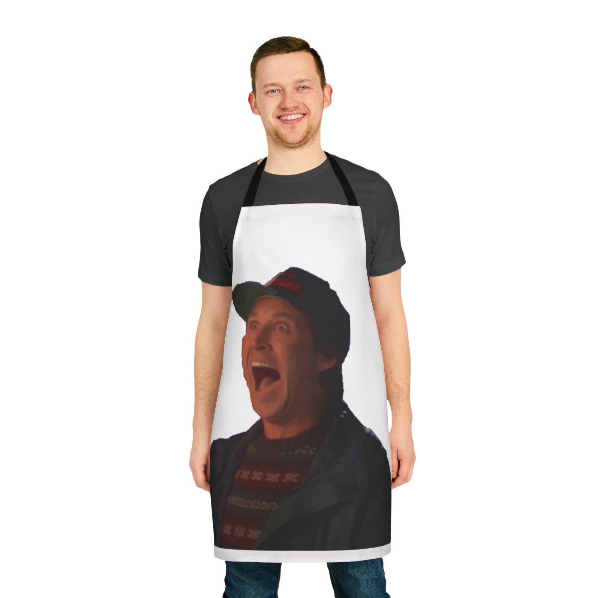 Comical Clark Griswold-themed apron with Christmas Vacation design
