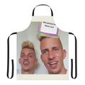 A comedy apron featuring the "Da Vinci Twins" meme design