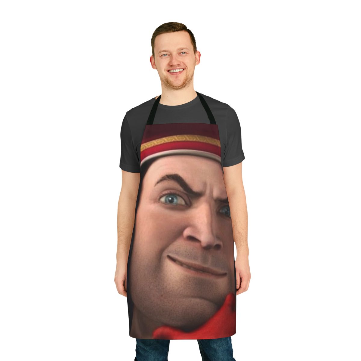 Lord Farquaad inspired apron with Shrek meme design