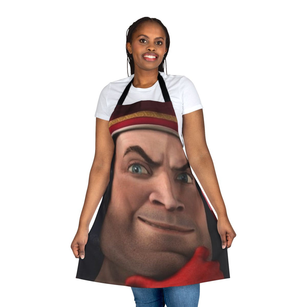 Lord Farquaad inspired apron with Shrek meme design