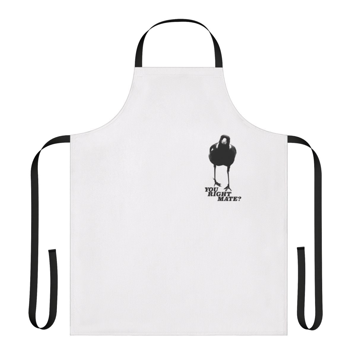Magpie-patterned apron with text reading "Magpie Season"