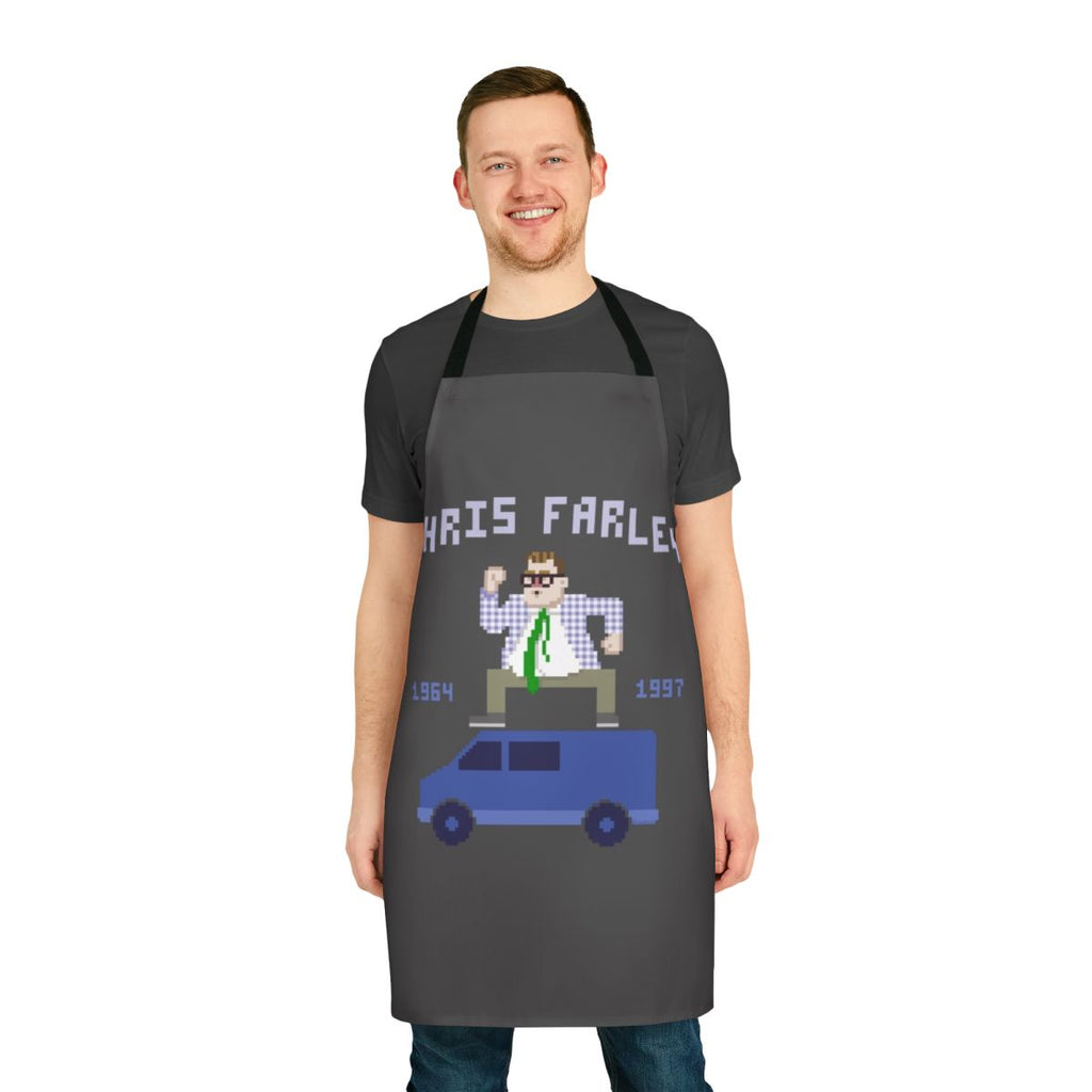Stylish apron featuring the iconic Matt Foley character from the Chris Farley Saturday Night Live skits.