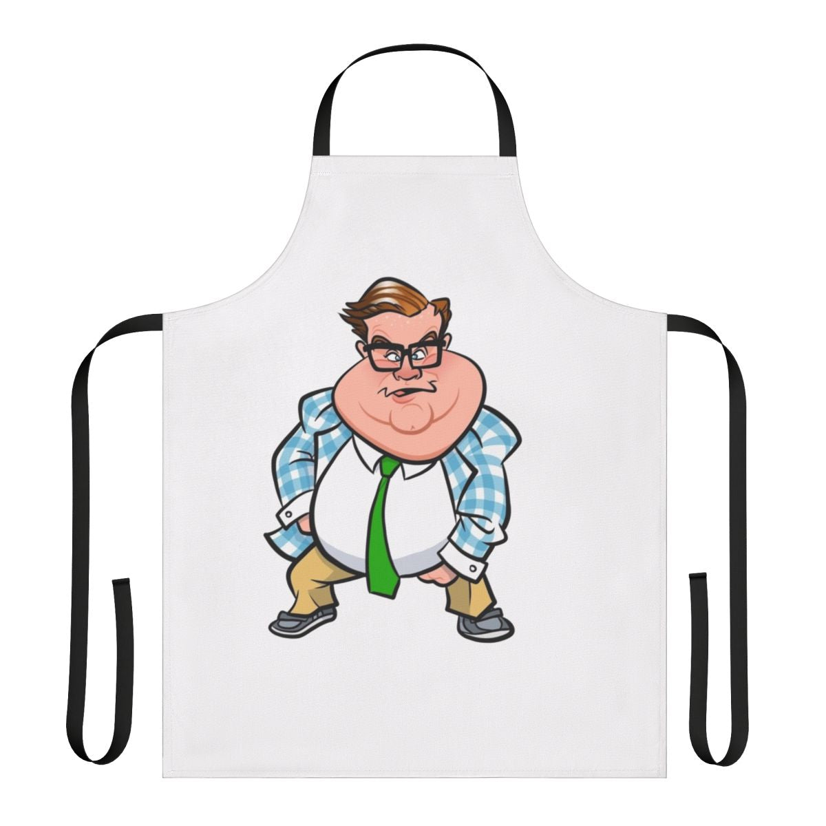 Funny Matt Foley motivational speaker caricature design printed on a durable apron