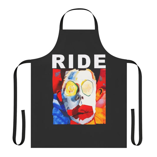 Vibrant, colorful apron featuring a quirky, unsettling "ugly ride" face design