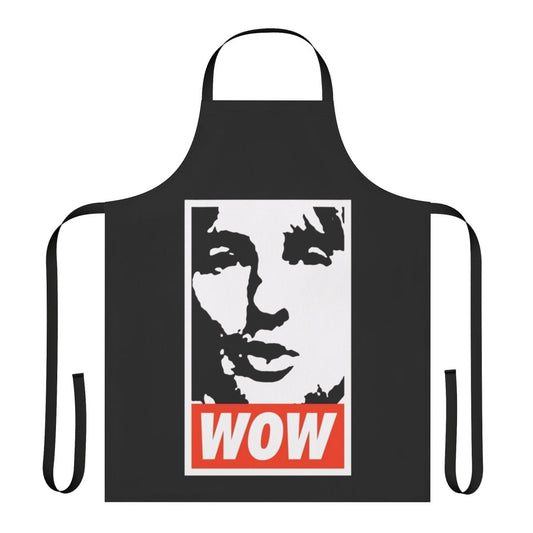 "Humorous Owen Wilson 'Wow' meme printed on a high-quality kitchen apron"