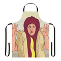 A stylish and humorous apron featuring random designs, perfect for comedy fans.