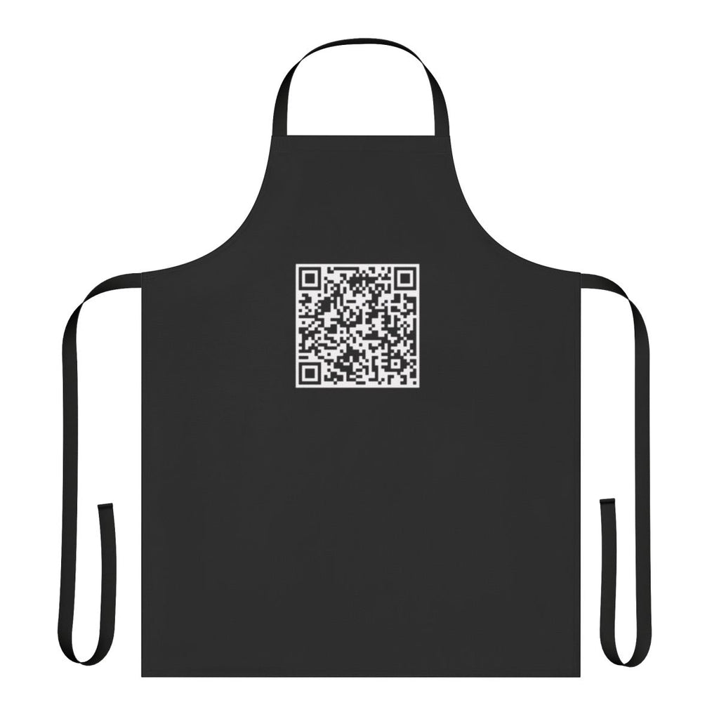 Rick Roll QR code apron with "Never Gonna Give You Up" meme design