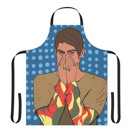 Colorful pop art design featuring SNL character Stefon, printed on a high-quality kitchen apron