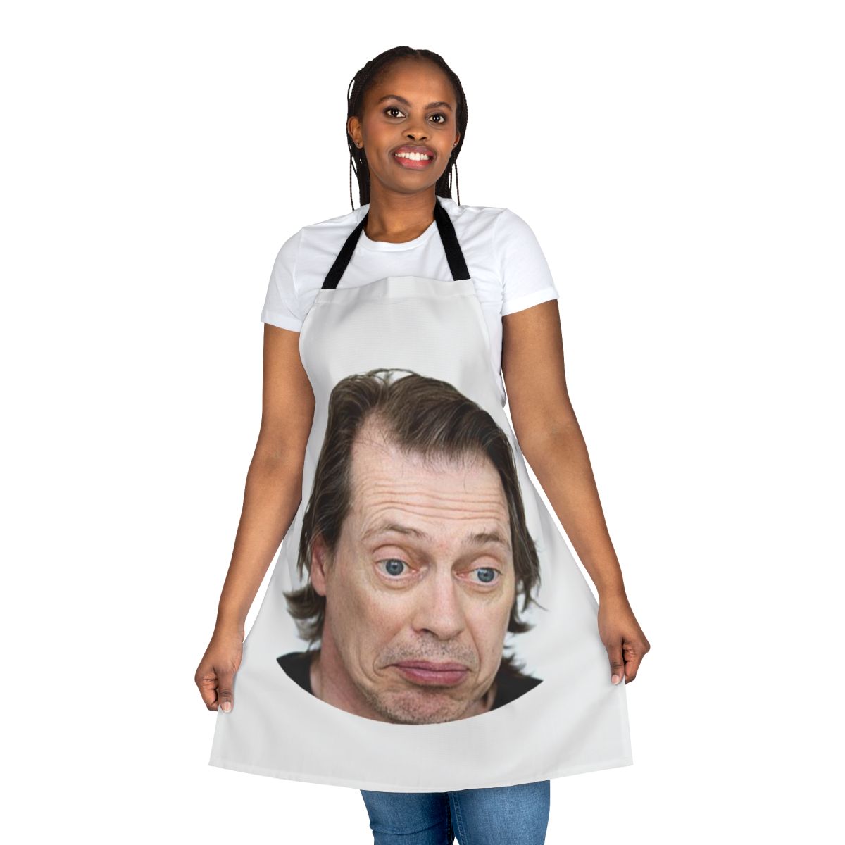 Funny Steve Buscemi meme printed on a high-quality apron for the kitchen
