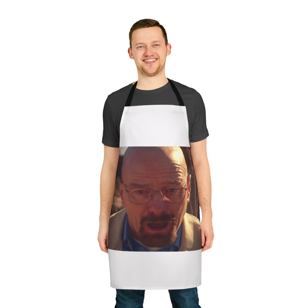 Walter White meme design printed on a high-quality kitchen apron