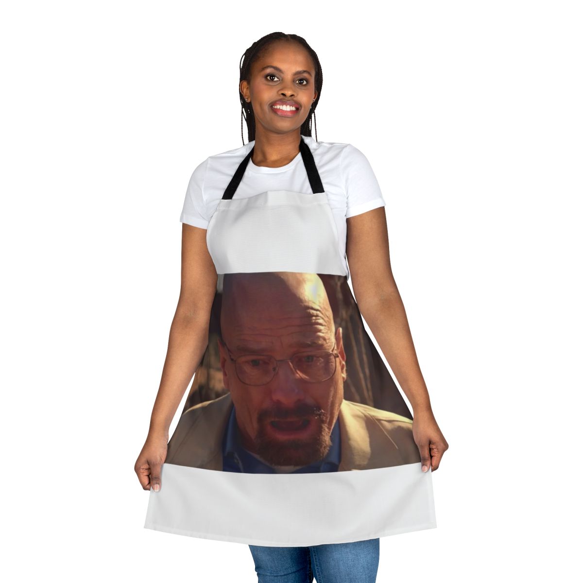 Walter White meme design printed on a high-quality kitchen apron