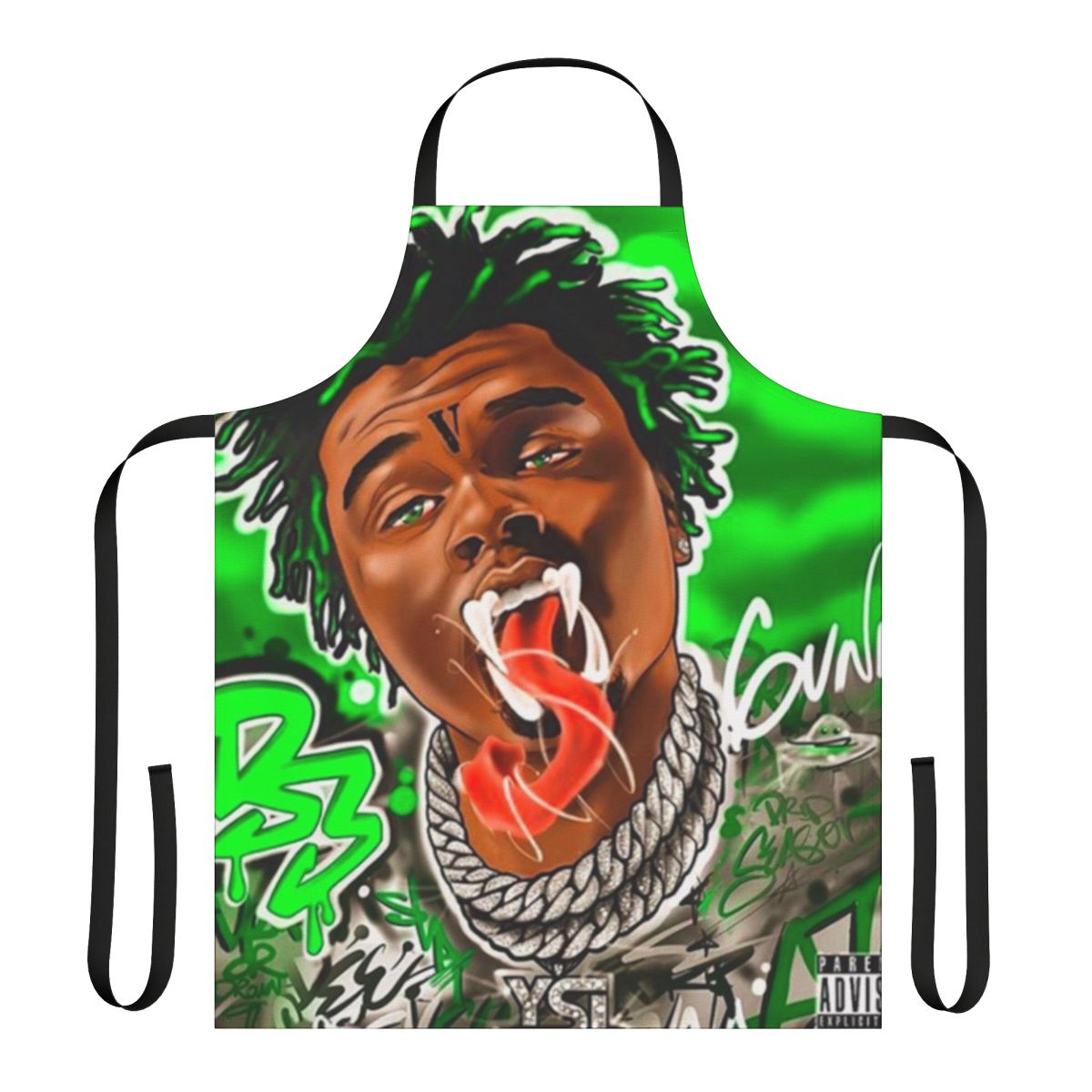Music-themed apron with "Gunna" design, perfect for hip-hop fans in the kitchen