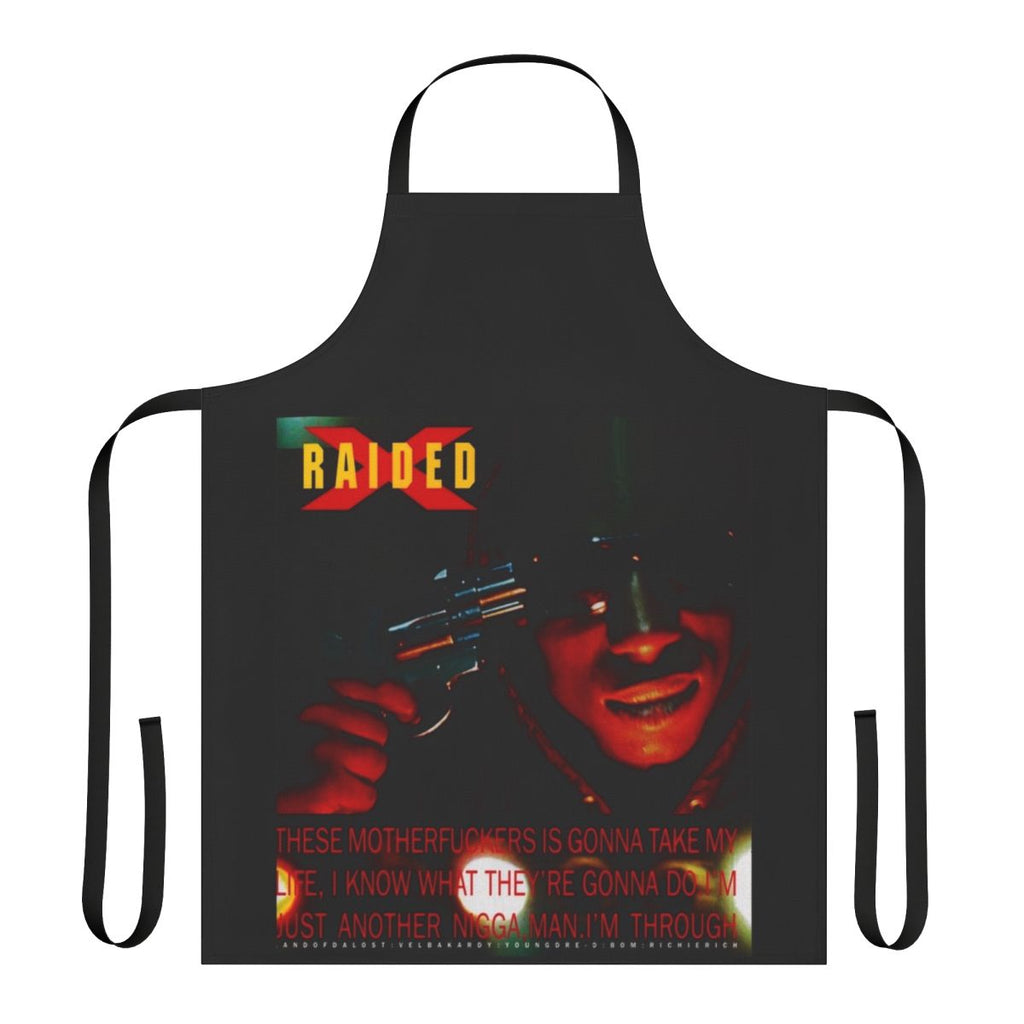 Hip hop inspired apron with X Raided design