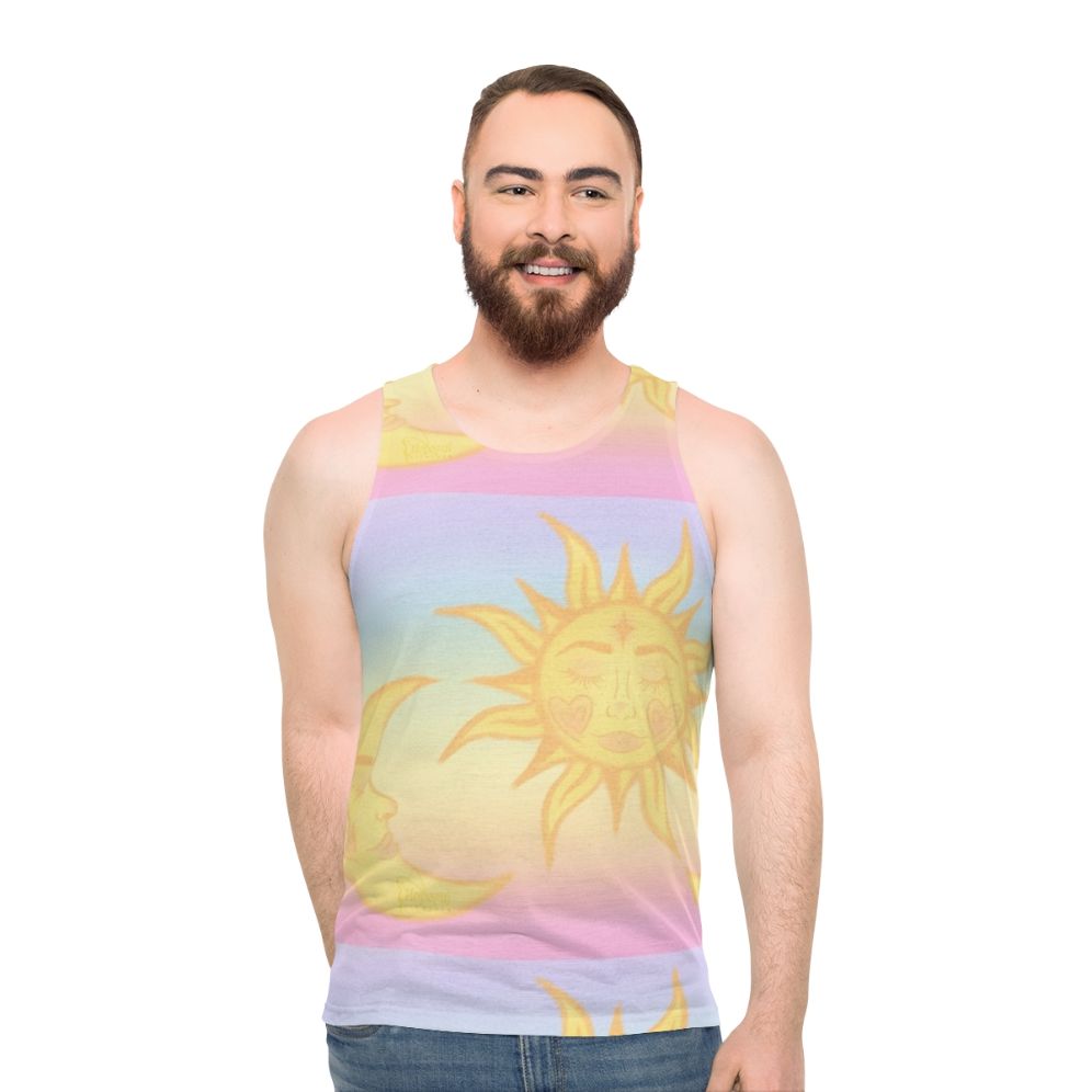 Hippie sun and moons unisex tank top