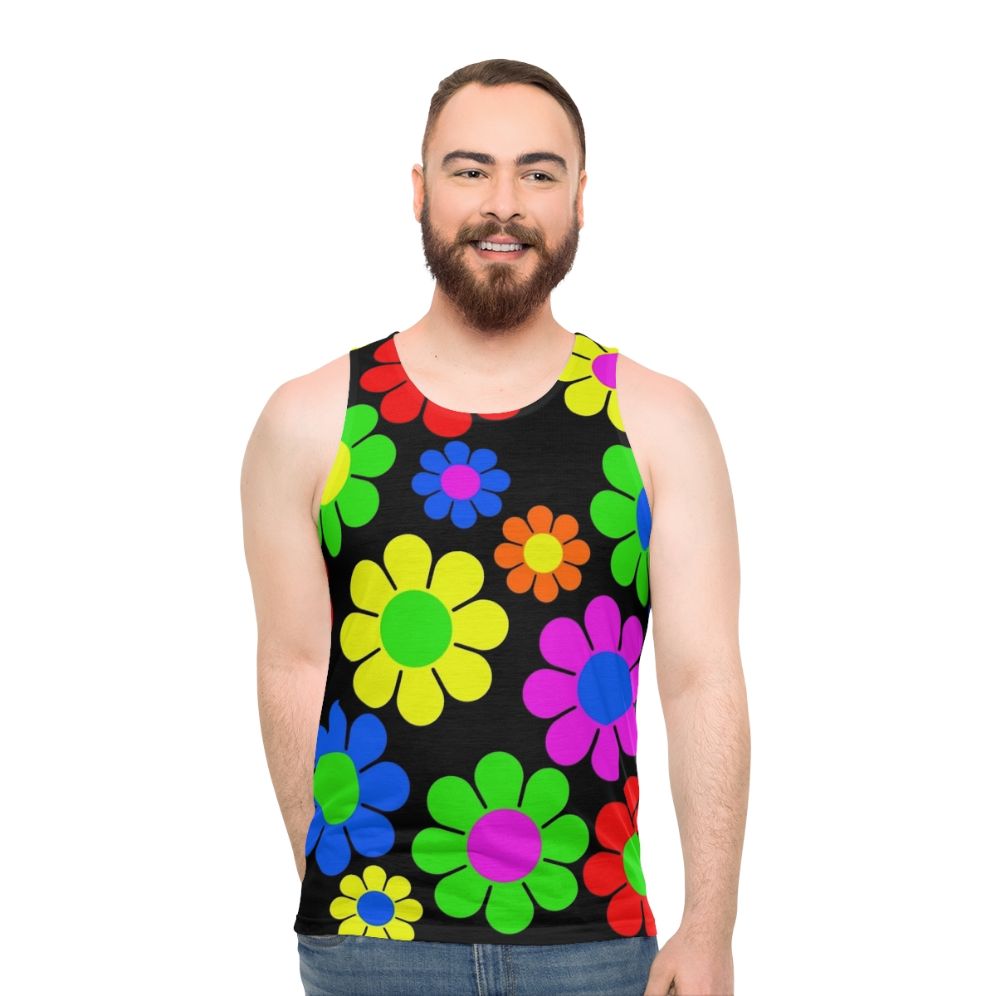 Hippy flower daisy spring pattern unisex tank top