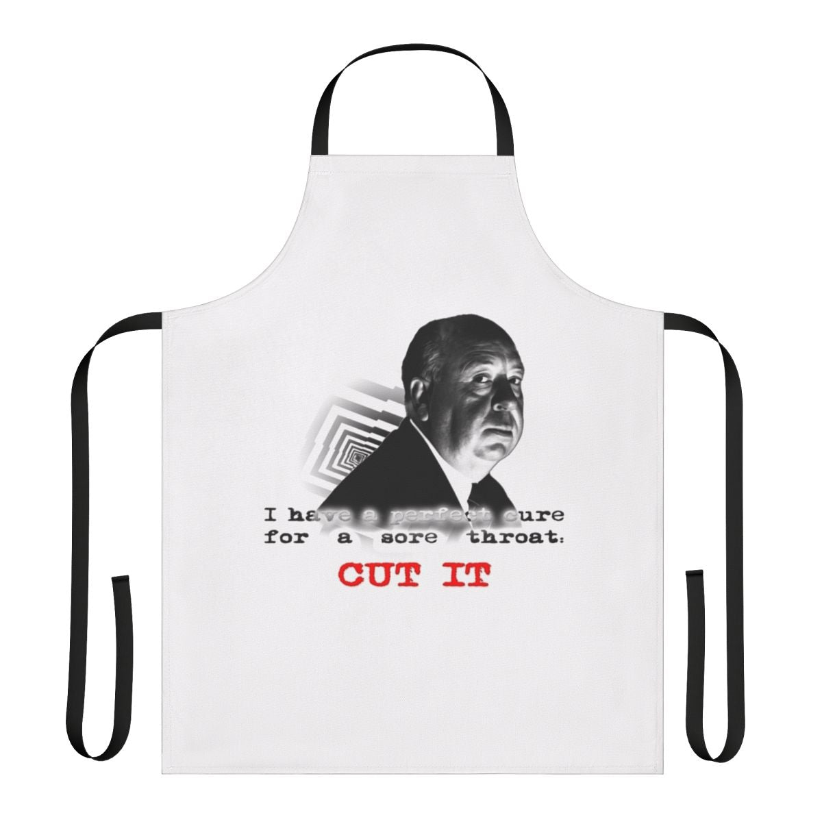 Apron with Alfred Hitchcock-inspired design for movie and thriller fans