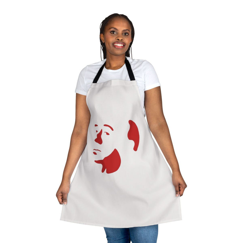 Apron featuring a stylized image of renowned filmmaker Alfred Hitchcock