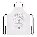 A playful and ironic apron featuring a Venn diagram with "The Answer is 2" inspired by the Hitchhiker's Guide to the Galaxy.