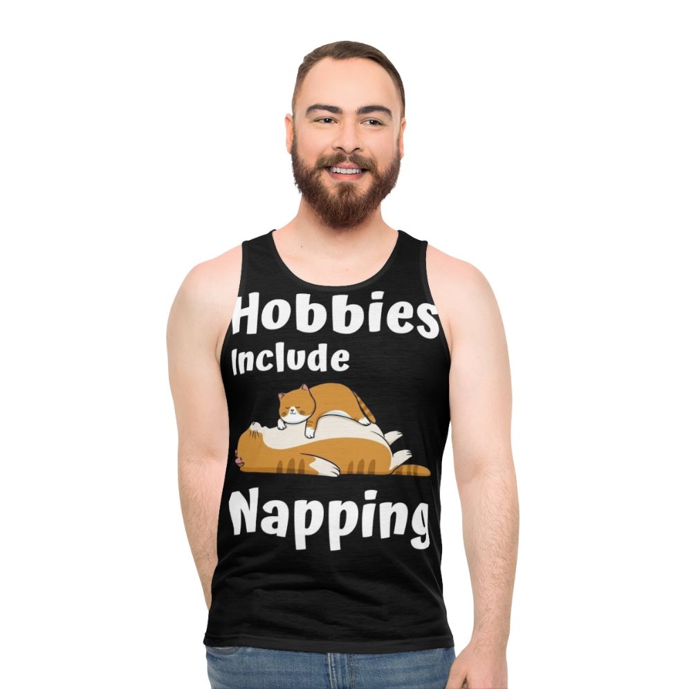 Unisex Tank Top with 'Hobbies Include Napping' Design