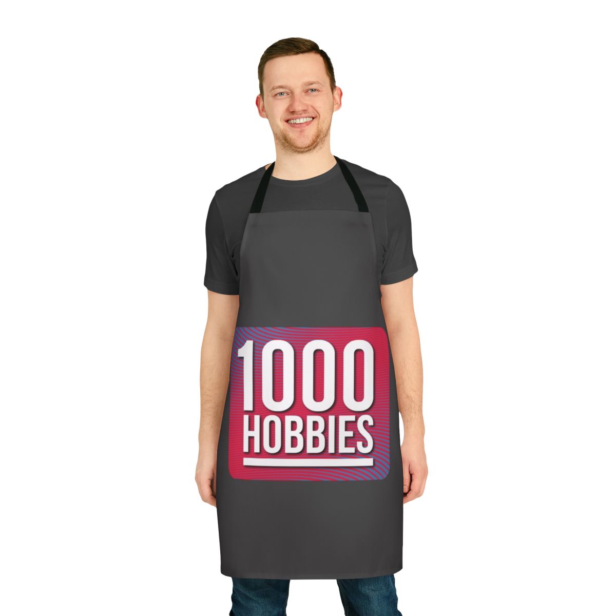 Hobbies podcast apron with various hobby icons