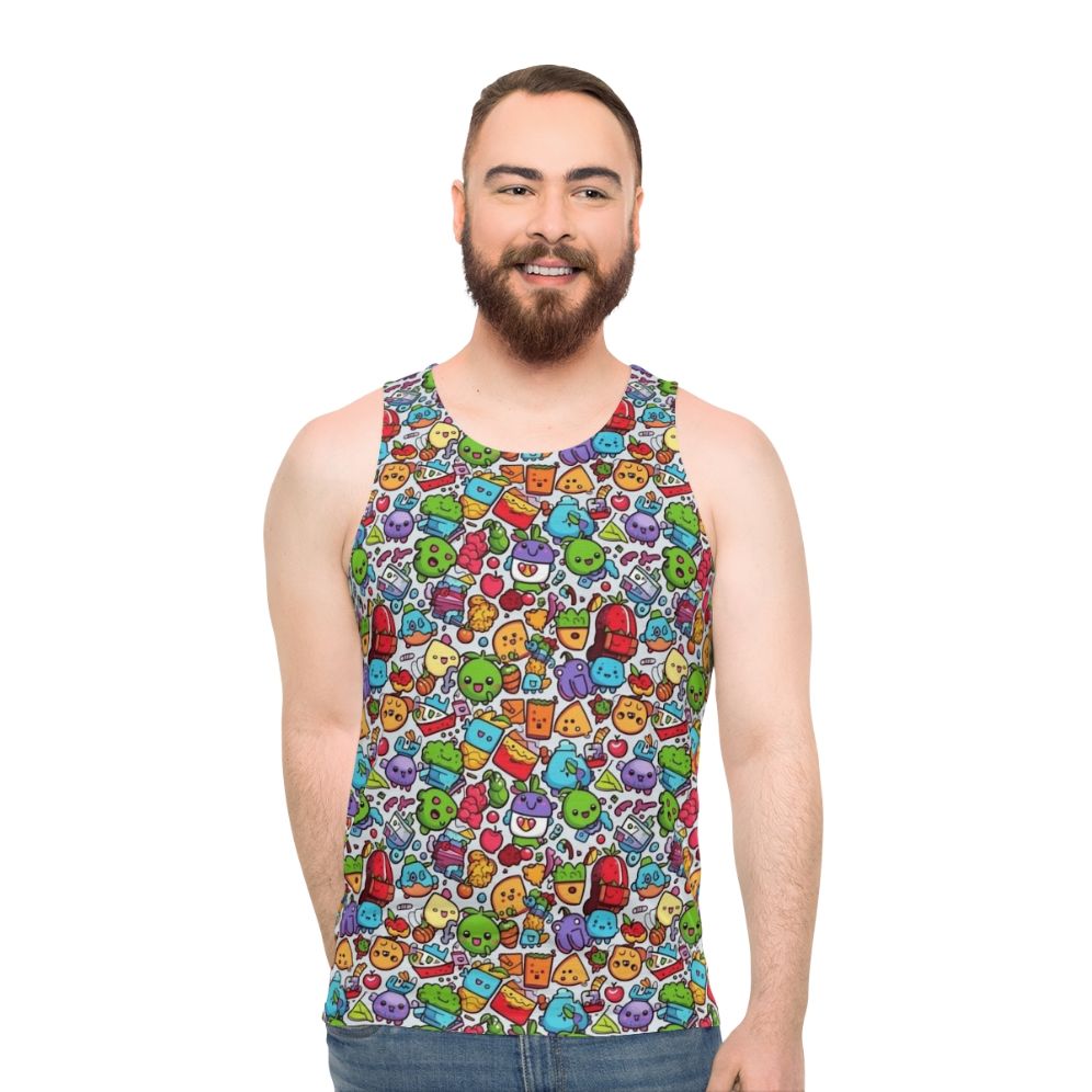 Hobbies Unisex Cartoon Tank Top with Abstract Pattern